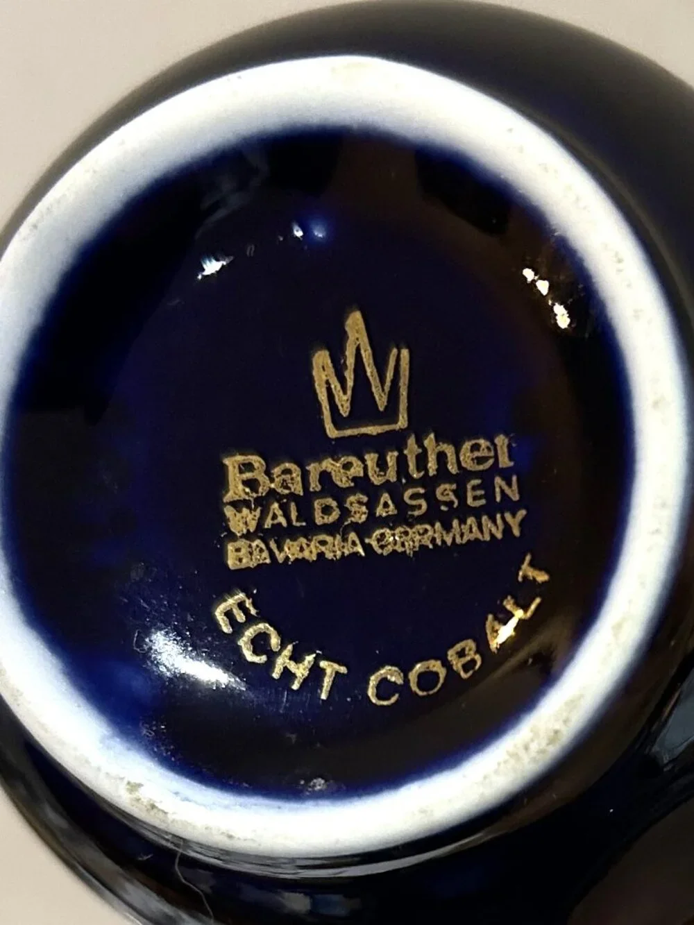 Cobalt Etch German Vase Bareuther Waldsassen Vintage
